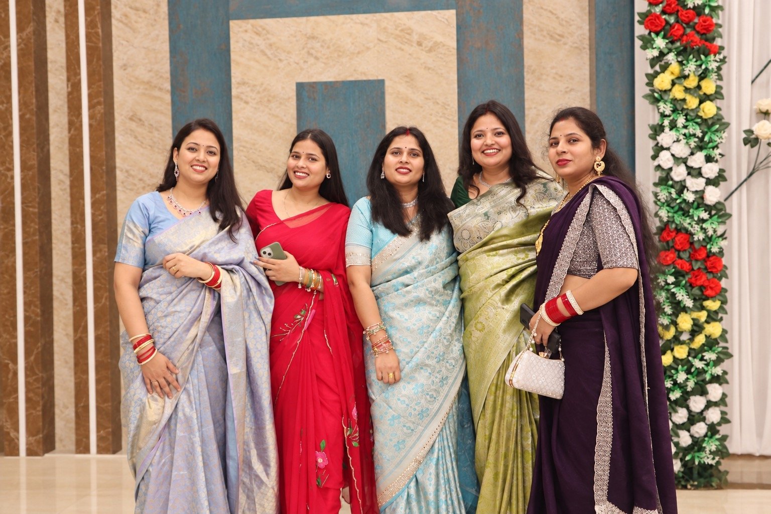 Celebration guests in sarees